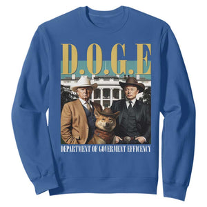 Funny Trump Musk DOGE Sweatshirt Department Of Government Efficiency Shiba Inu TS11 Royal Blue Print Your Wear