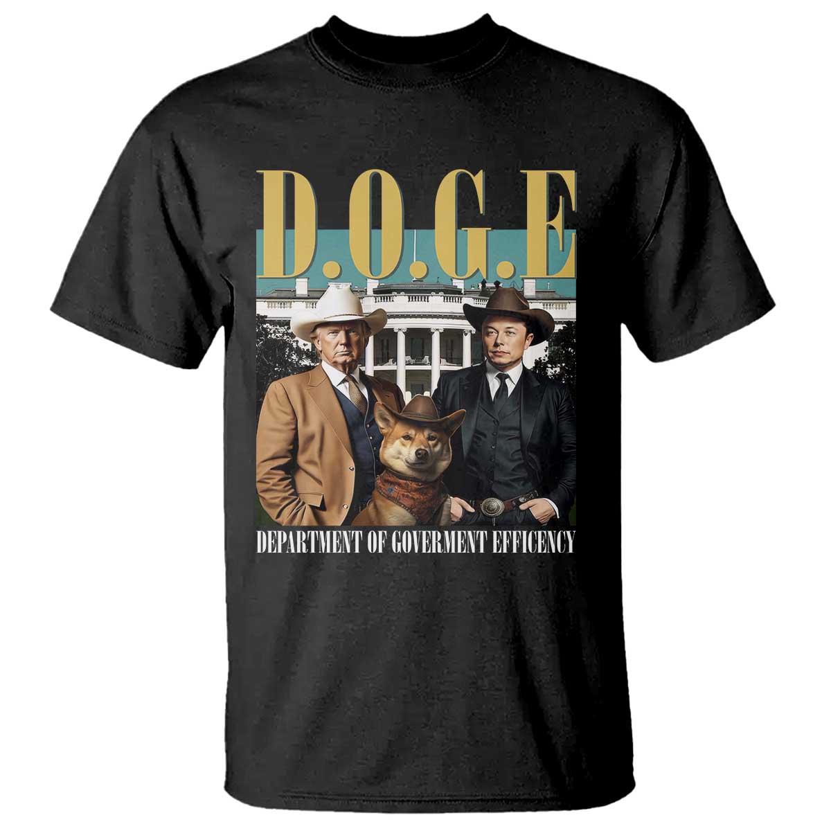 Funny Trump Musk DOGE T Shirt Department Of Government Efficiency Shiba Inu TS11 Black Print Your Wear