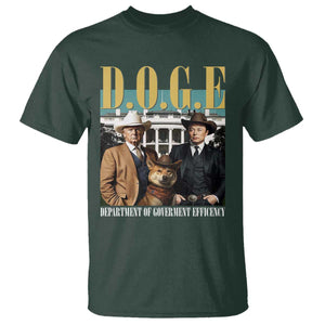Funny Trump Musk DOGE T Shirt Department Of Government Efficiency Shiba Inu TS11 Dark Forest Green Print Your Wear