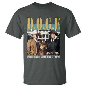 Funny Trump Musk DOGE T Shirt Department Of Government Efficiency Shiba Inu TS11 Dark Heather Print Your Wear