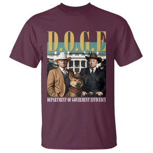 Funny Trump Musk DOGE T Shirt Department Of Government Efficiency Shiba Inu TS11 Maroon Print Your Wear