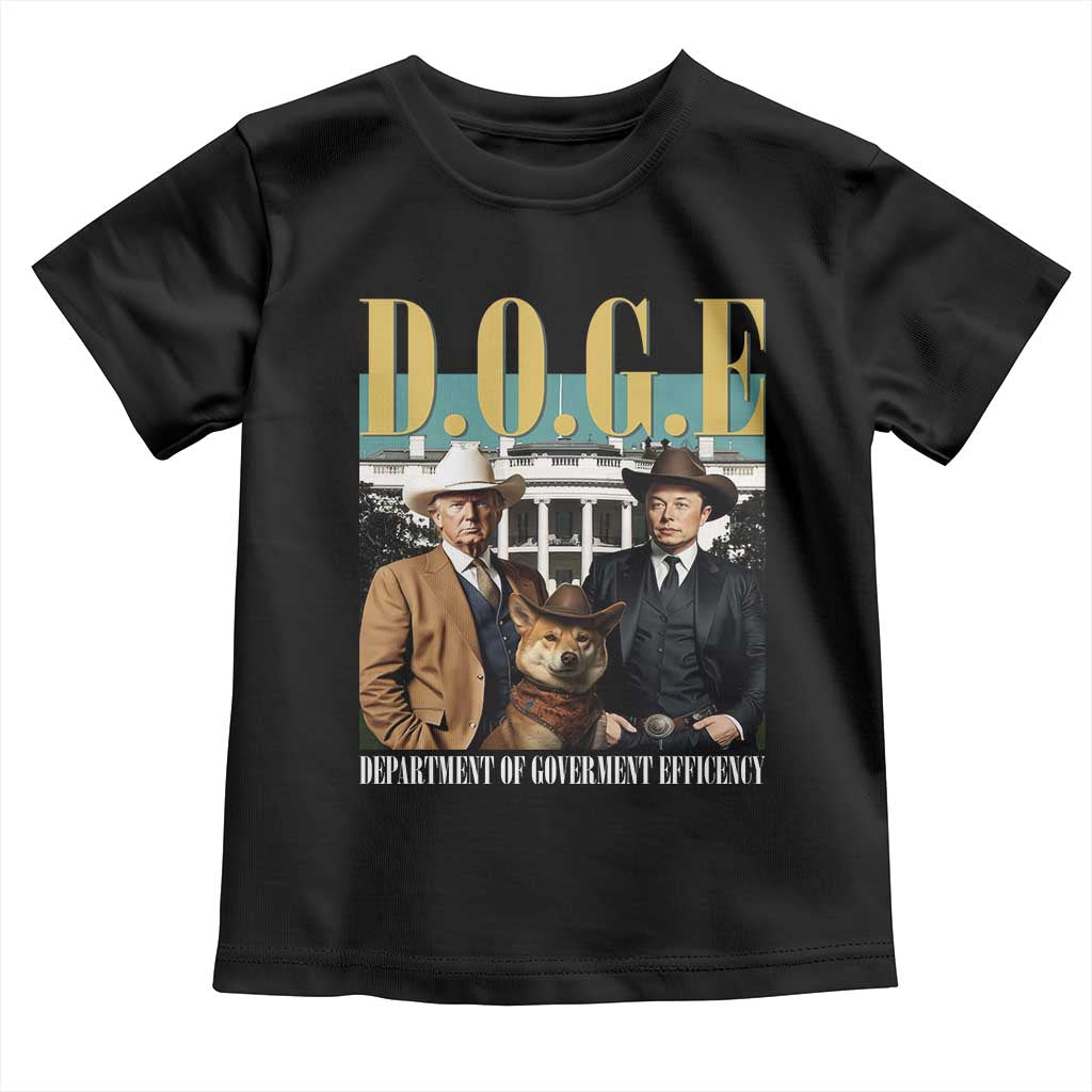 Funny Trump Musk DOGE Toddler T Shirt Department Of Government Efficiency Shiba Inu TS11 Black Print Your Wear