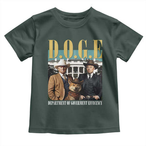 Funny Trump Musk DOGE Toddler T Shirt Department Of Government Efficiency Shiba Inu TS11 Dark Forest Green Print Your Wear