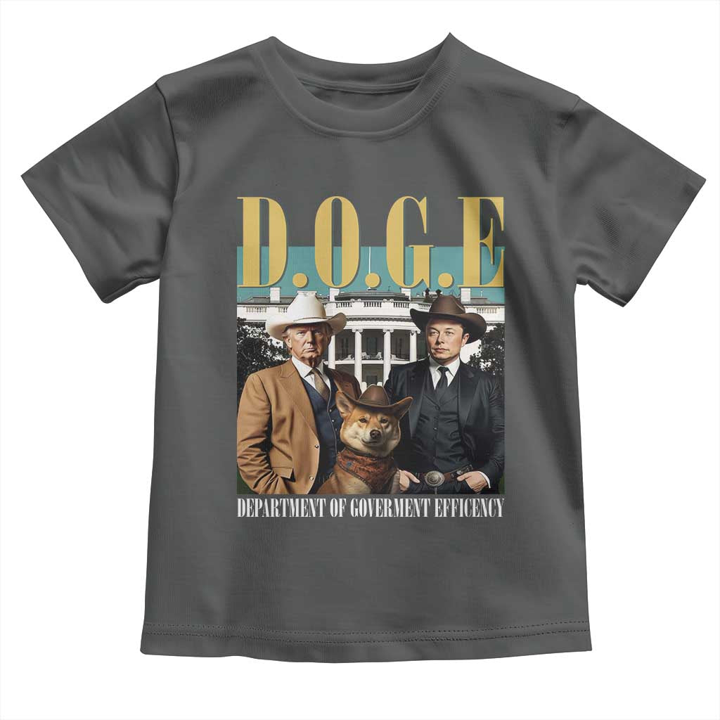 Funny Trump Musk DOGE Toddler T Shirt Department Of Government Efficiency Shiba Inu TS11 Dark Heather Print Your Wear