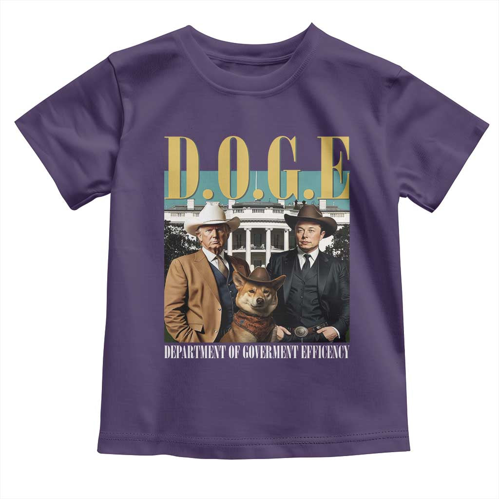 Funny Trump Musk DOGE Toddler T Shirt Department Of Government Efficiency Shiba Inu TS11 Purple Print Your Wear