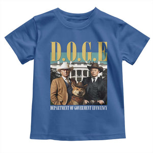 Funny Trump Musk DOGE Toddler T Shirt Department Of Government Efficiency Shiba Inu TS11 Royal Blue Print Your Wear