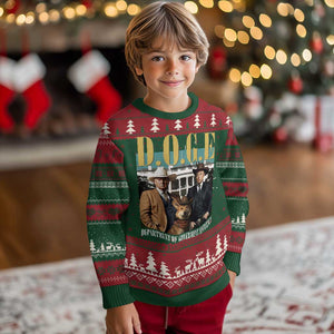 Funny Trump Musk DOGE Ugly Christmas Sweater Department Of Government Efficiency Shiba Inu TS11 Christmas Print Your Wear