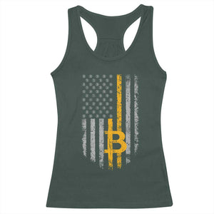 Funny Bitcoin BTC Crypto Cryptocurrency Trader American Flag Racerback Tank Top TS11 Dark Forest Green Print Your Wear