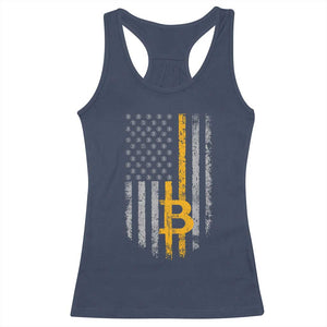 Funny Bitcoin BTC Crypto Cryptocurrency Trader American Flag Racerback Tank Top TS11 Navy Print Your Wear