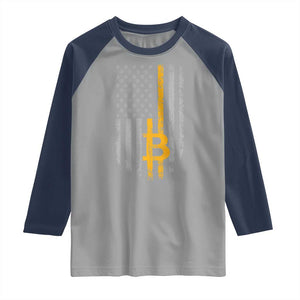 Funny Bitcoin BTC Crypto Cryptocurrency Trader American Flag Raglan Shirt TS11 Sport Gray Navy Print Your Wear