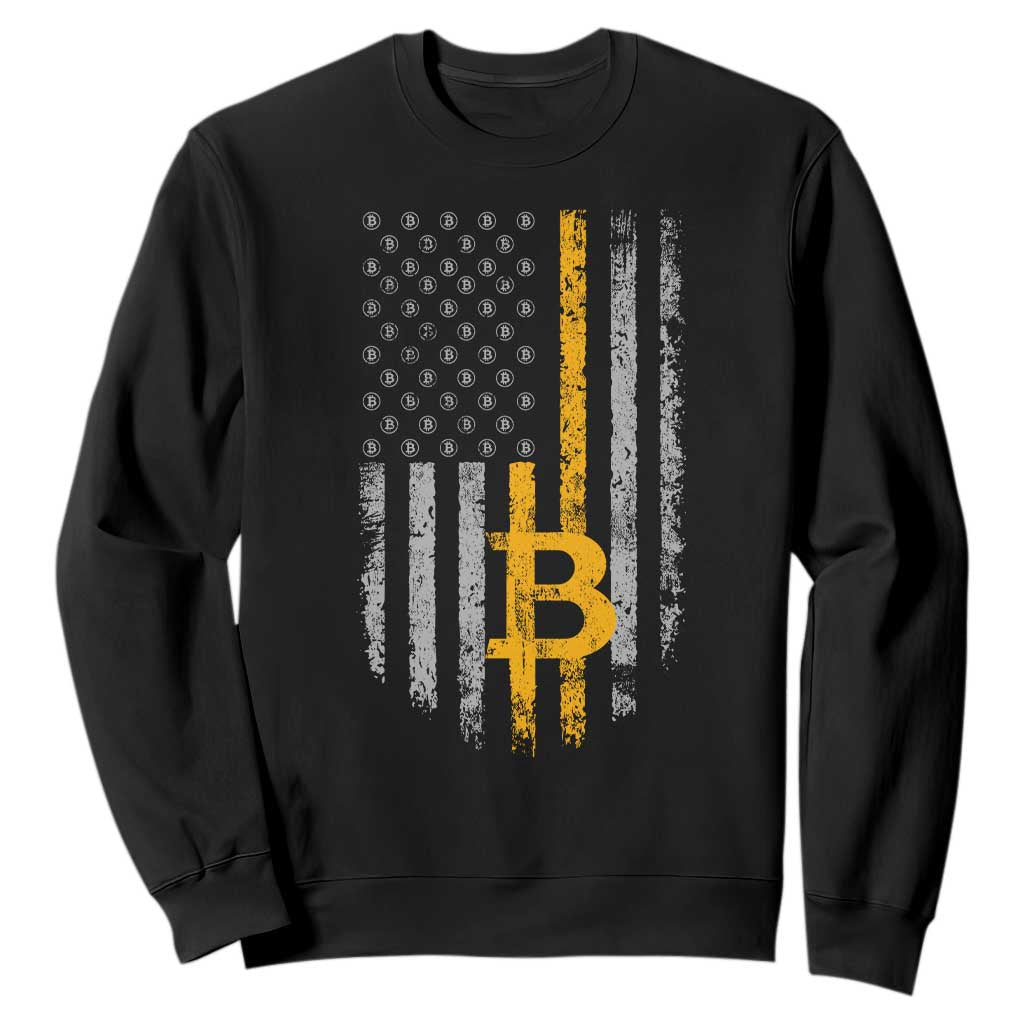 Funny Bitcoin BTC Crypto Cryptocurrency Trader American Flag Sweatshirt TS11 Black Print Your Wear