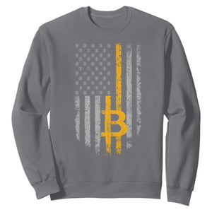 Funny Bitcoin BTC Crypto Cryptocurrency Trader American Flag Sweatshirt TS11 Charcoal Print Your Wear