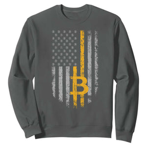 Funny Bitcoin BTC Crypto Cryptocurrency Trader American Flag Sweatshirt TS11 Dark Heather Print Your Wear