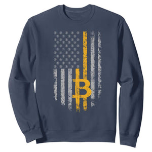 Funny Bitcoin BTC Crypto Cryptocurrency Trader American Flag Sweatshirt TS11 Navy Print Your Wear