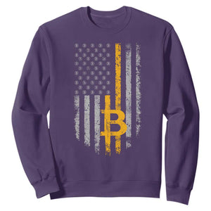Funny Bitcoin BTC Crypto Cryptocurrency Trader American Flag Sweatshirt TS11 Purple Print Your Wear