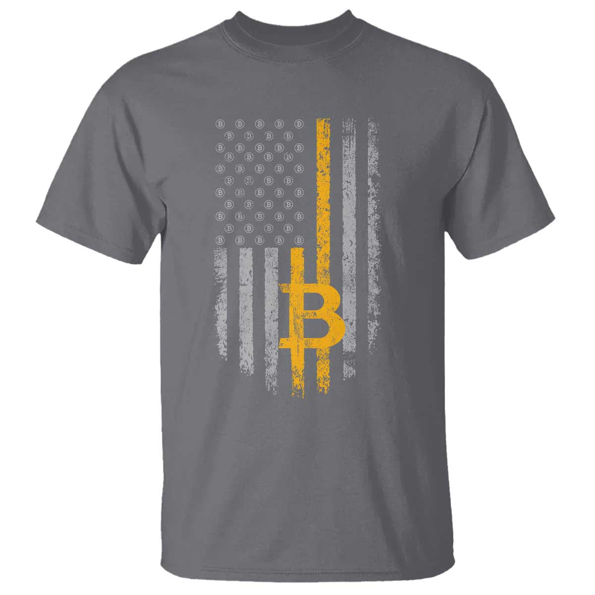 Funny Bitcoin BTC Crypto Cryptocurrency Trader American Flag T Shirt TS11 Charcoal Print Your Wear