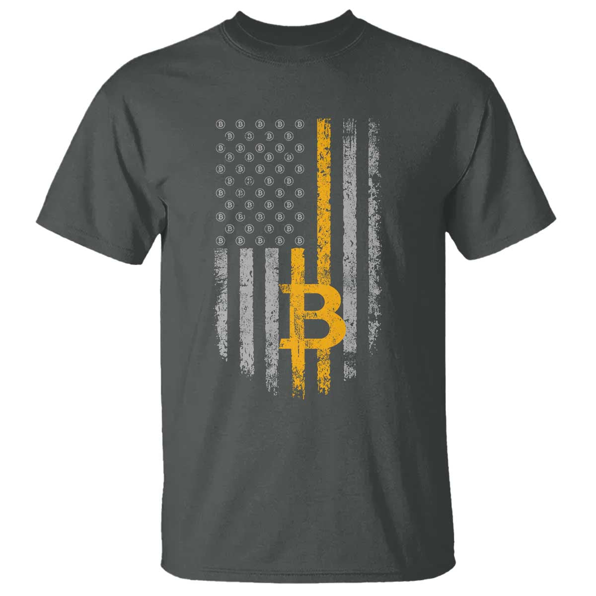 Funny Bitcoin BTC Crypto Cryptocurrency Trader American Flag T Shirt TS11 Dark Heather Print Your Wear