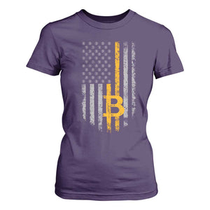 Funny Bitcoin BTC Crypto Cryptocurrency Trader American Flag T Shirt For Women TS11 Purple Print Your Wear