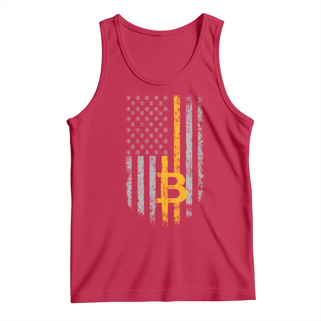 Funny Bitcoin BTC Crypto Cryptocurrency Trader American Flag Tank Top TS11 Red Print Your Wear