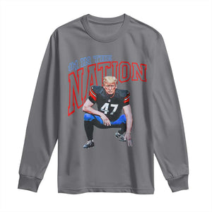 Funny Trump American Football Long Sleeve Shirt #1 In The Nation - PrintYourWear Size: S Color: Charcoal