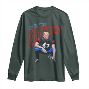 Funny Trump American Football Long Sleeve Shirt #1 In The Nation - PrintYourWear Size: S Color: Dark Forest Green