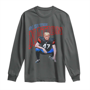 Funny Trump American Football Long Sleeve Shirt #1 In The Nation - PrintYourWear Size: S Color: Dark Heather