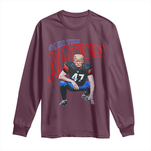 Funny Trump American Football Long Sleeve Shirt #1 In The Nation - PrintYourWear Size: S Color: Maroon