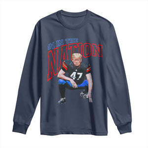 Funny Trump American Football Long Sleeve Shirt #1 In The Nation - PrintYourWear Size: S Color: Navy