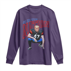 Funny Trump American Football Long Sleeve Shirt #1 In The Nation - PrintYourWear Size: S Color: Purple