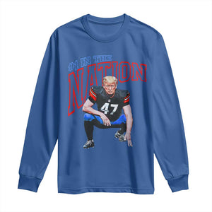 Funny Trump American Football Long Sleeve Shirt #1 In The Nation - PrintYourWear Size: S Color: Royal Blue
