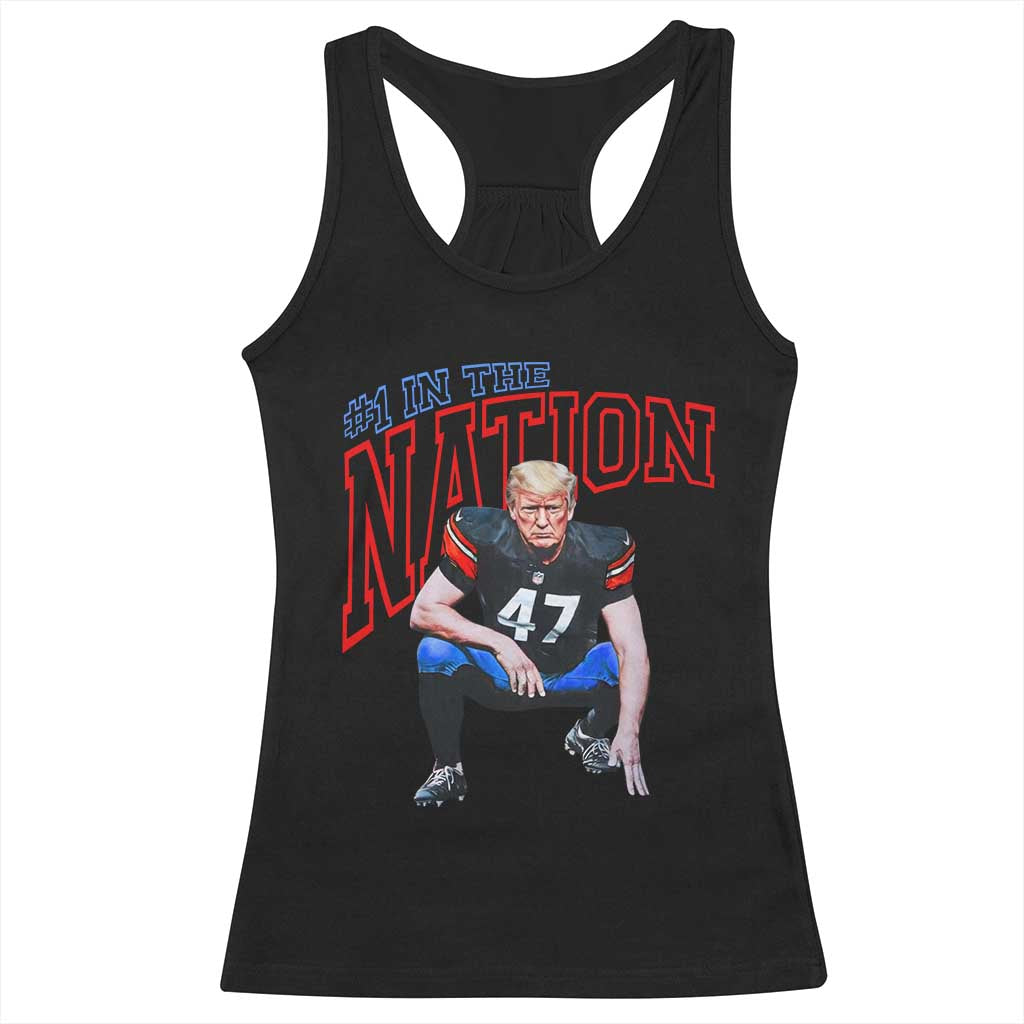 Funny Trump American Football Racerback Tank Top #1 In The Nation - PrintYourWear Size: XS Color: Black