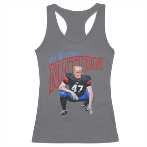 Funny Trump American Football Racerback Tank Top #1 In The Nation - PrintYourWear Size: XS Color: Charcoal