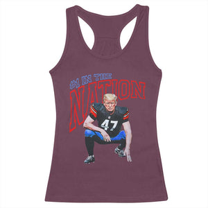 Funny Trump American Football Racerback Tank Top #1 In The Nation - PrintYourWear Size: XS Color: Maroon