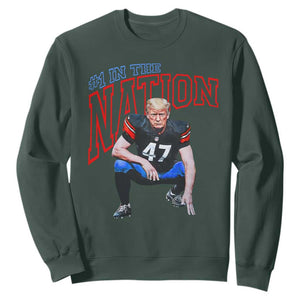 Funny Trump American Football Sweatshirt #1 In The Nation - PrintYourWear Size: S Color: Dark Forest Green