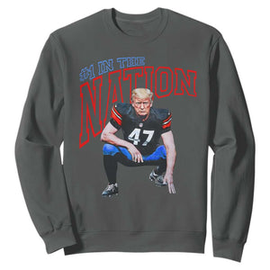 Funny Trump American Football Sweatshirt #1 In The Nation - PrintYourWear Size: S Color: Dark Heather