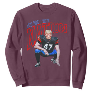 Funny Trump American Football Sweatshirt #1 In The Nation - PrintYourWear Size: S Color: Maroon
