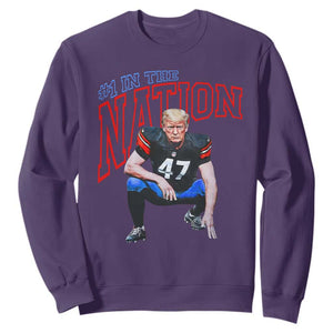 Funny Trump American Football Sweatshirt #1 In The Nation - PrintYourWear Size: S Color: Purple