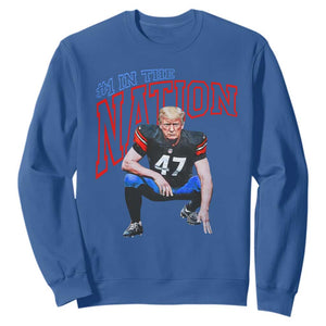 Funny Trump American Football Sweatshirt #1 In The Nation - PrintYourWear Size: S Color: Royal Blue