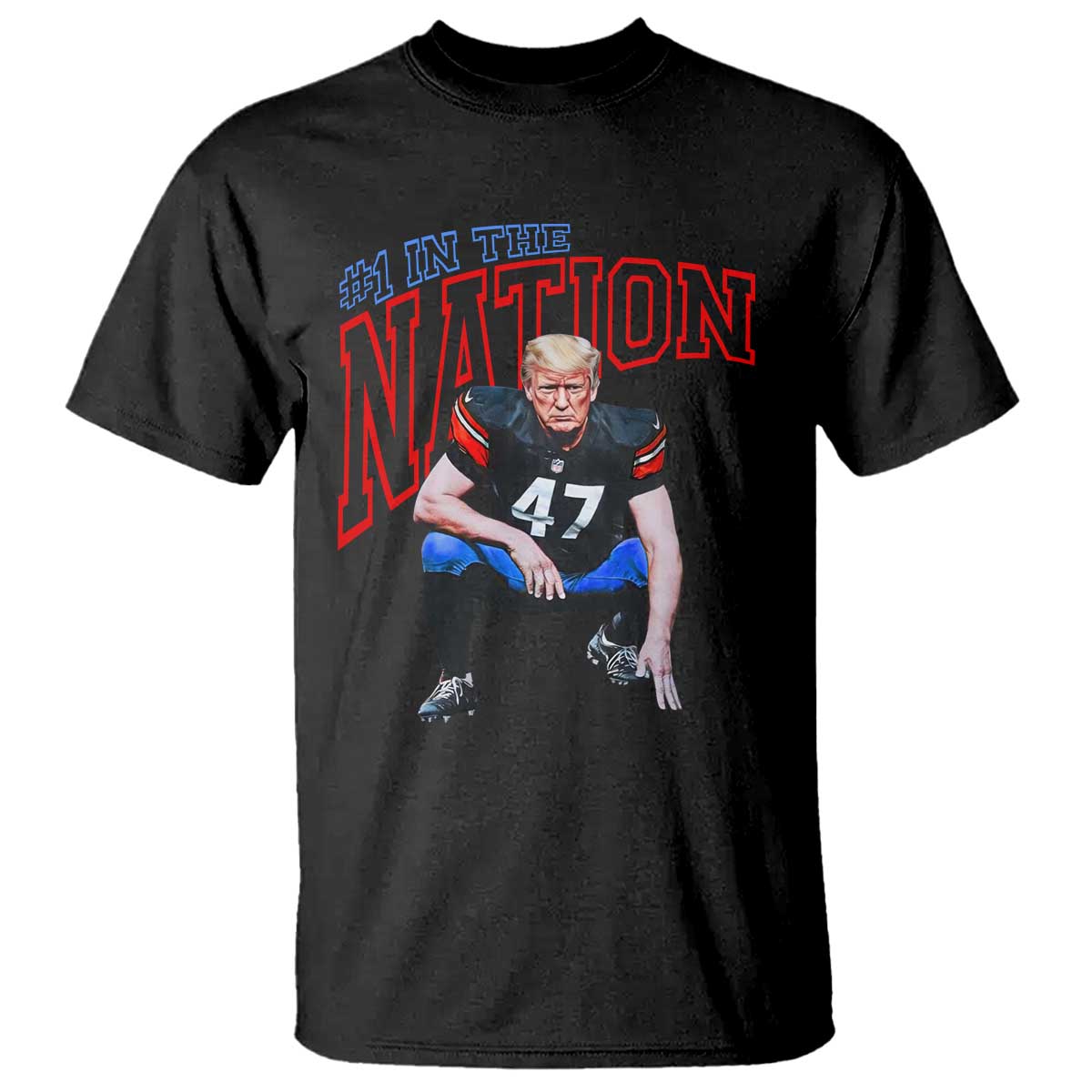 Funny Trump American Football T Shirt #1 In The Nation - PrintYourWear Size: S Color: Black