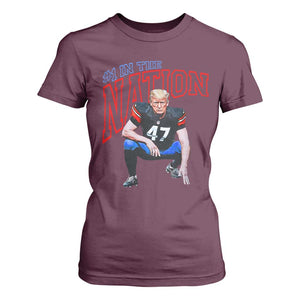 Funny Trump American Football T Shirt For Women #1 In The Nation - PrintYourWear Size: S Color: Maroon
