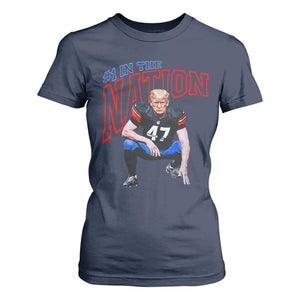 Funny Trump American Football T Shirt For Women #1 In The Nation - PrintYourWear Size: S Color: Navy