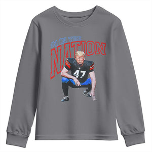 Funny Trump American Football Youth Sweatshirt #1 In The Nation - PrintYourWear Size: XS Color: Charcoal