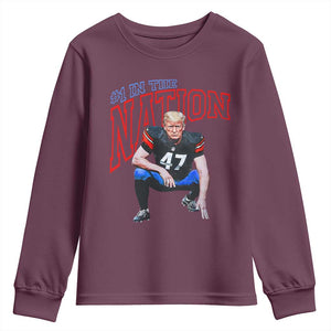 Funny Trump American Football Youth Sweatshirt #1 In The Nation - PrintYourWear Size: XS Color: Maroon