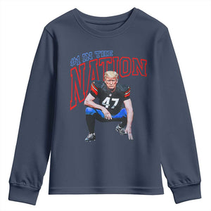 Funny Trump American Football Youth Sweatshirt #1 In The Nation - PrintYourWear Size: XS Color: Navy