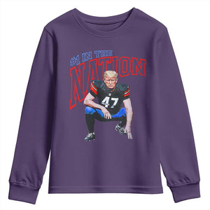 Funny Trump American Football Youth Sweatshirt #1 In The Nation - PrintYourWear Size: XS Color: Purple