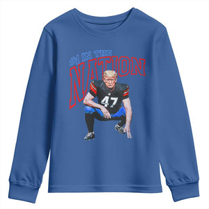 Funny Trump American Football Youth Sweatshirt #1 In The Nation - PrintYourWear Size: XS Color: Royal Blue