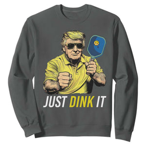 Funny Trump Pickleball Sweatshirt Just Dink It Pickle Ball Paddle TS11 Dark Heather Print Your Wear