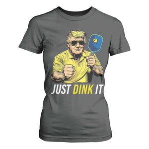 Funny Trump Pickleball T Shirt For Women Just Dink It Pickle Ball Paddle TS11 Dark Heather Print Your Wear
