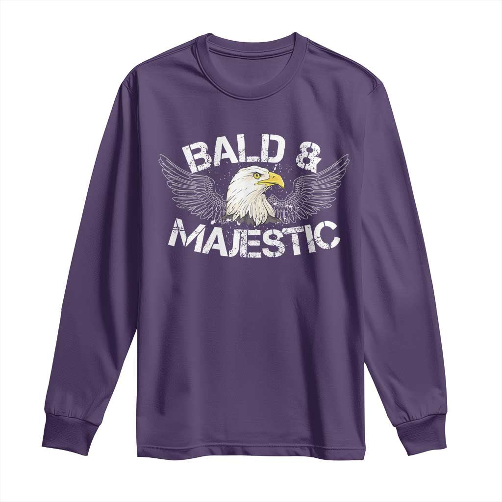 Funny Eagle Bald And Majestic Long Sleeve Shirt Eagle Grandpa Dad Joke TS11 Purple Print Your Wear