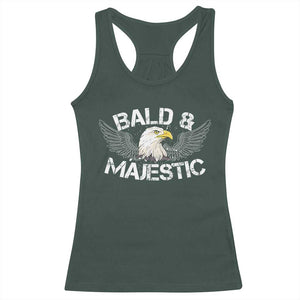 Funny Eagle Bald And Majestic Racerback Tank Top Eagle Grandpa Dad Joke TS11 Dark Forest Green Print Your Wear